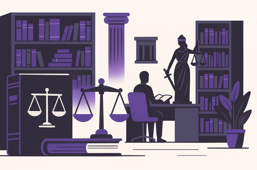 Modern legal library resources illustration